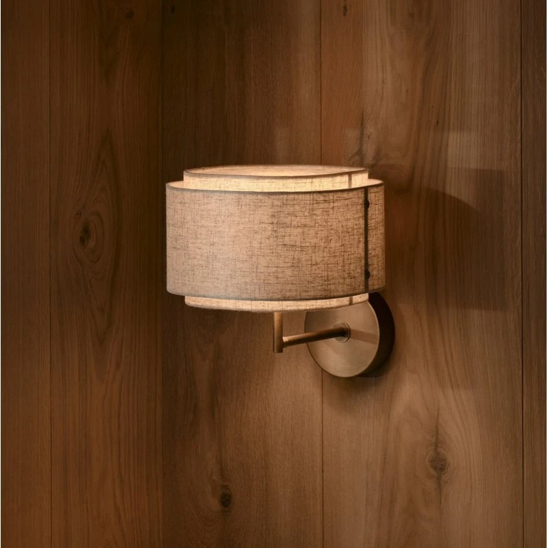 Nordlux Takai Wandlamp - Beige Linnen - Dubbele Stoffen Kap