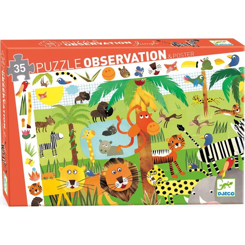 Djeco Observatiepuzzel Jungle - 35 Bakstenen - 38 x 61 cm
