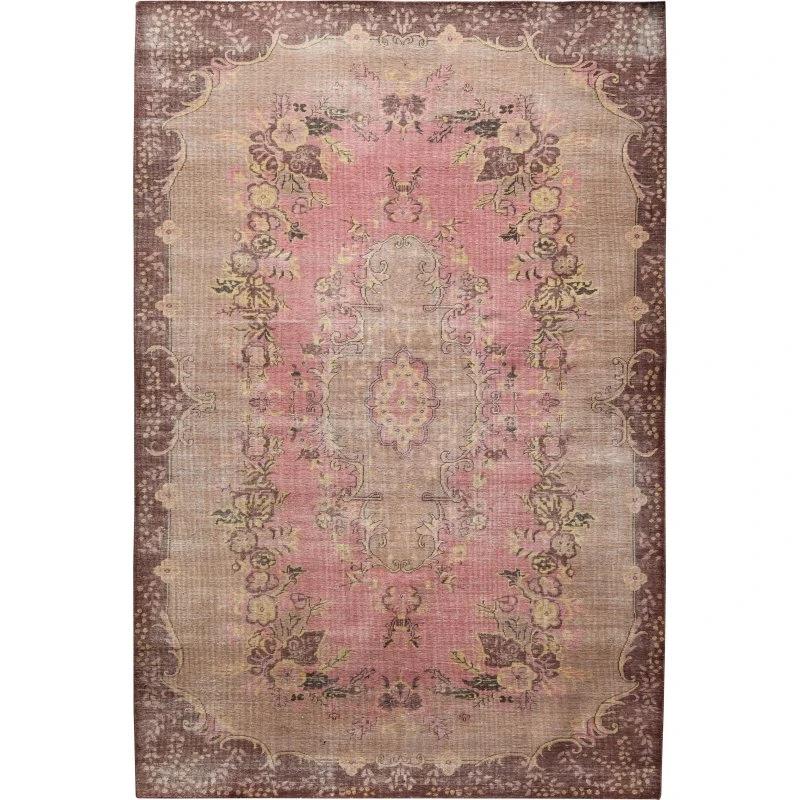 HKliving Wool Knotted Vloerkleed 200x300cm Floral Pink