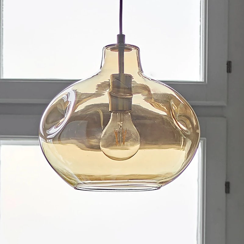 Bloomingville Azizi Hanglamp Bruin - Mondgeblazen Glas, 30x30 cm