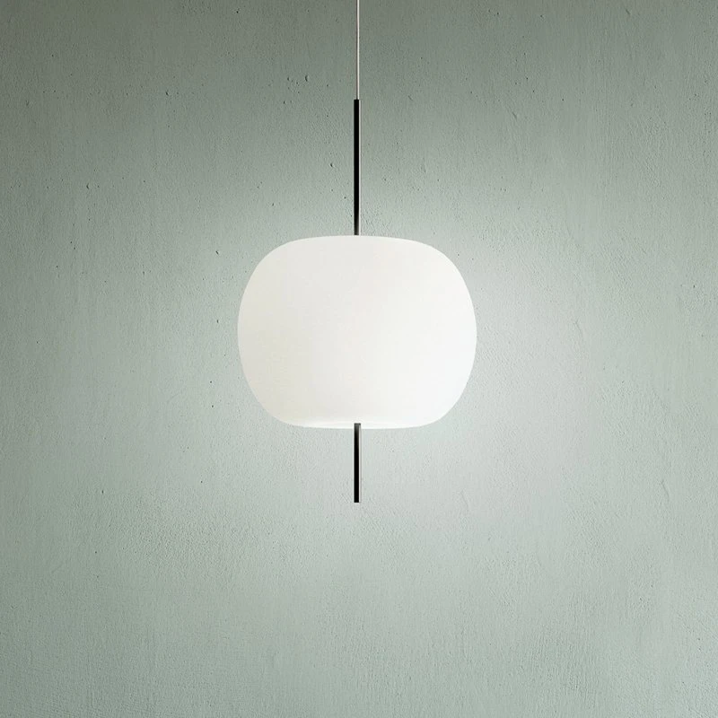 KDLN Kushi Hanglamp 16cm - Mondgeblazen Glas - Zwart/Opaal
