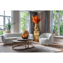 Richmond Bloomingville Salontafelset van 2 Rond, Zwart Eiken & Goud