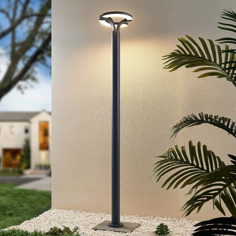 Lindby LED Buitenlamp Keily - Antraciet - Cirkel - Aluminium