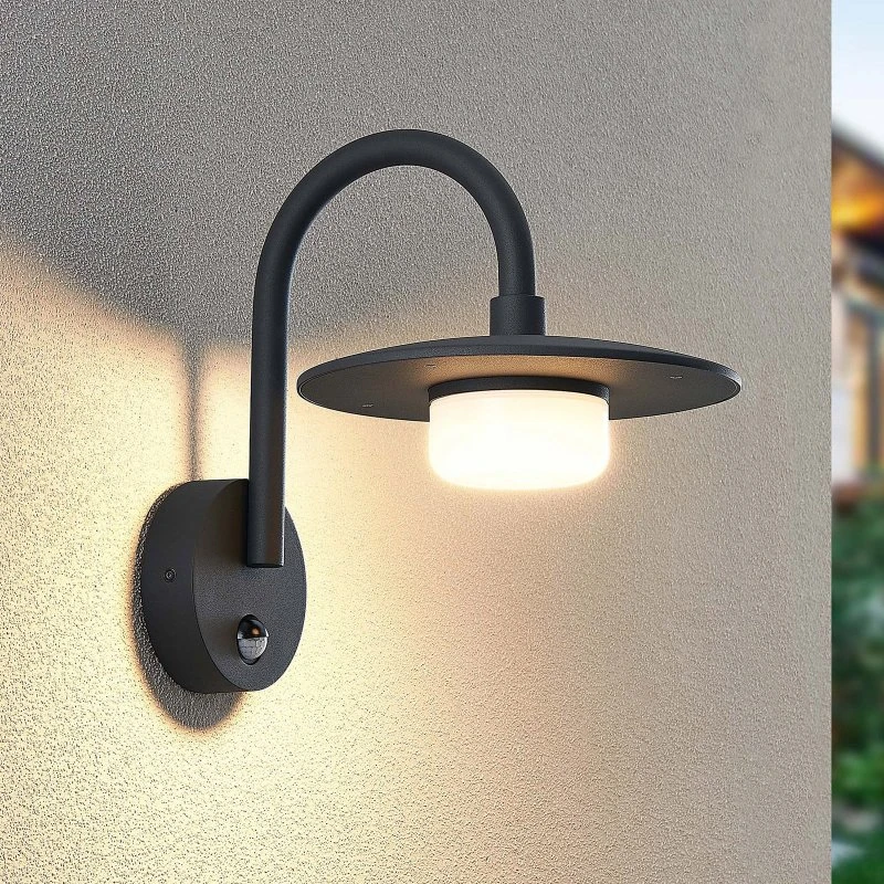 Lucande Zamalino Buitenwandlamp met Bewegingssensor, Antraciet, 31 cm