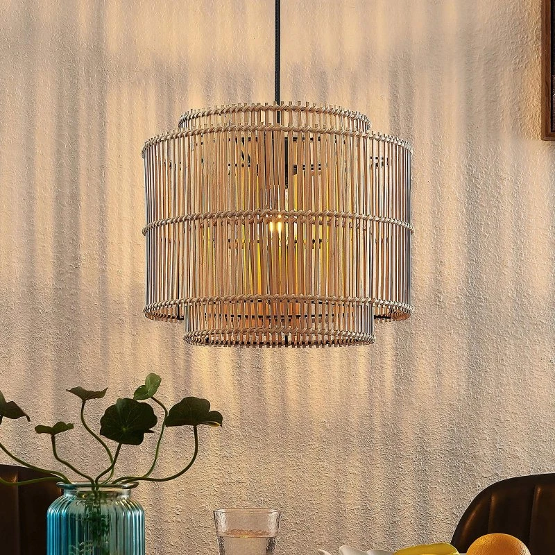 Lindby Bridga Hanglamp - Bamboe - Zwart - Ø 35 cm