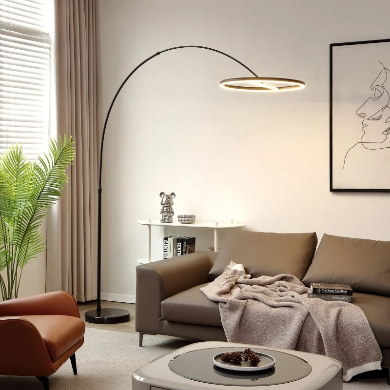 Lucande Virvera LED Booglamp - Zwart - Modern Aluminium