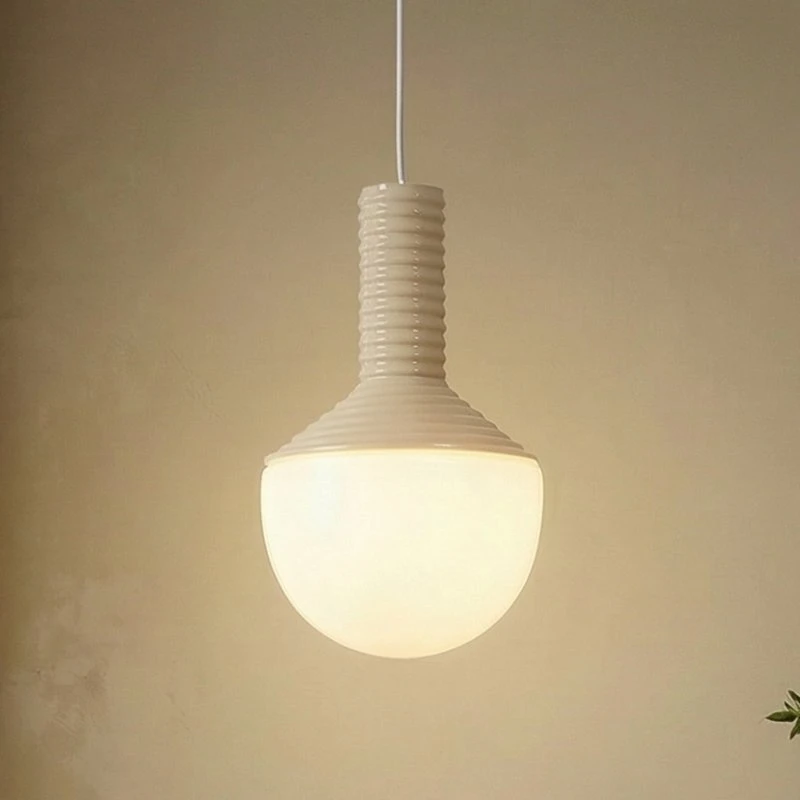 Lucande Hanglamp Florine - Beige/Opaal - Keramiek & Glas