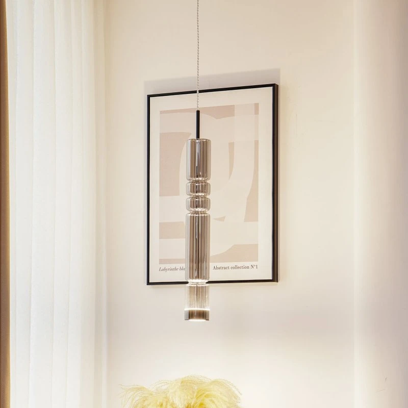 Lucande Christelle LED Hanglamp - Zwart - Glas - Ø 8 cm
