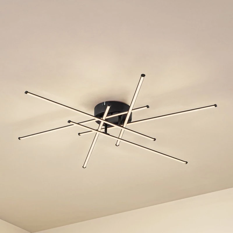 Lindby Elviano LED plafondlamp, zwart, Ø 80 cm, 3000K