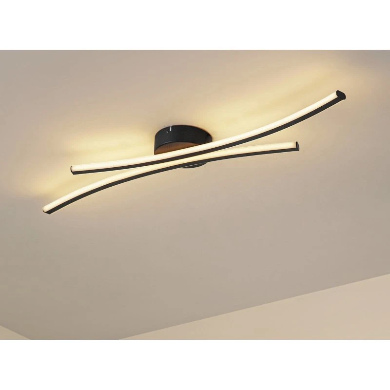 Lindby Ravion LED-plafondlamp - Zwart - 90 cm