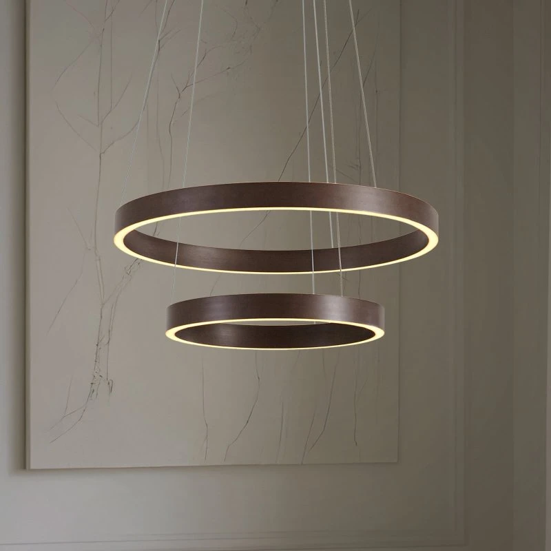 Lucande Yonam LED hanglamp, Ø 60 cm, bruin, CCT