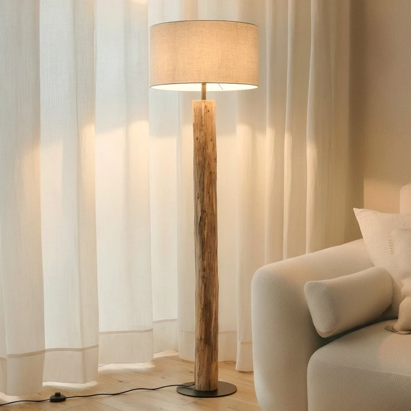 Lucande Vloerlamp Jorvan - Eucalyptus & Crème Linnen