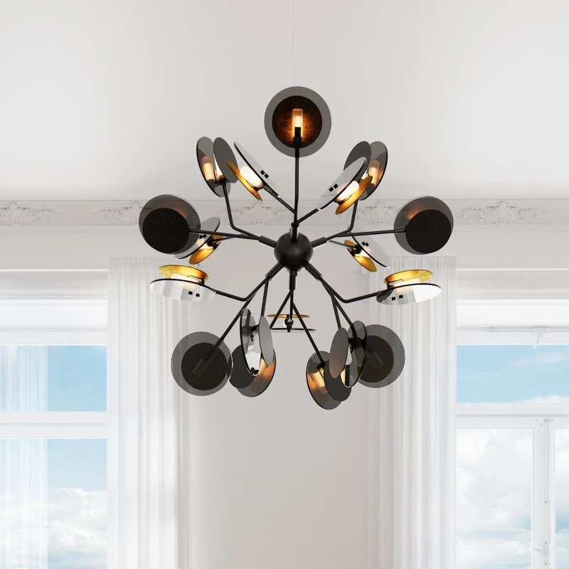 Rydéns Turno Hanglamp - Mat Zwart/Goud - Ø80 cm