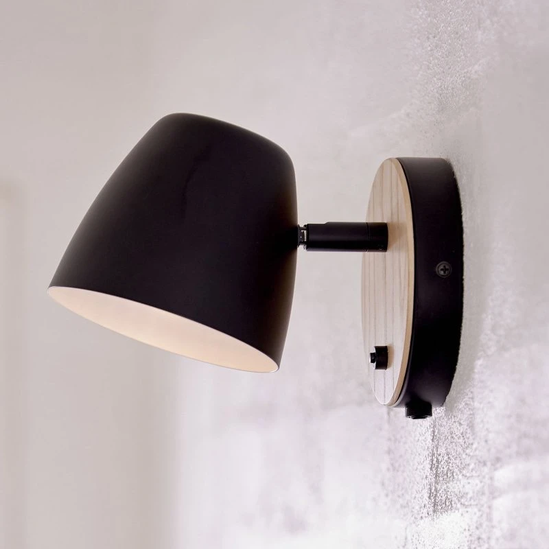 Nordlux Wandlamp Theo - Zwart & Essenhout - Modern Design