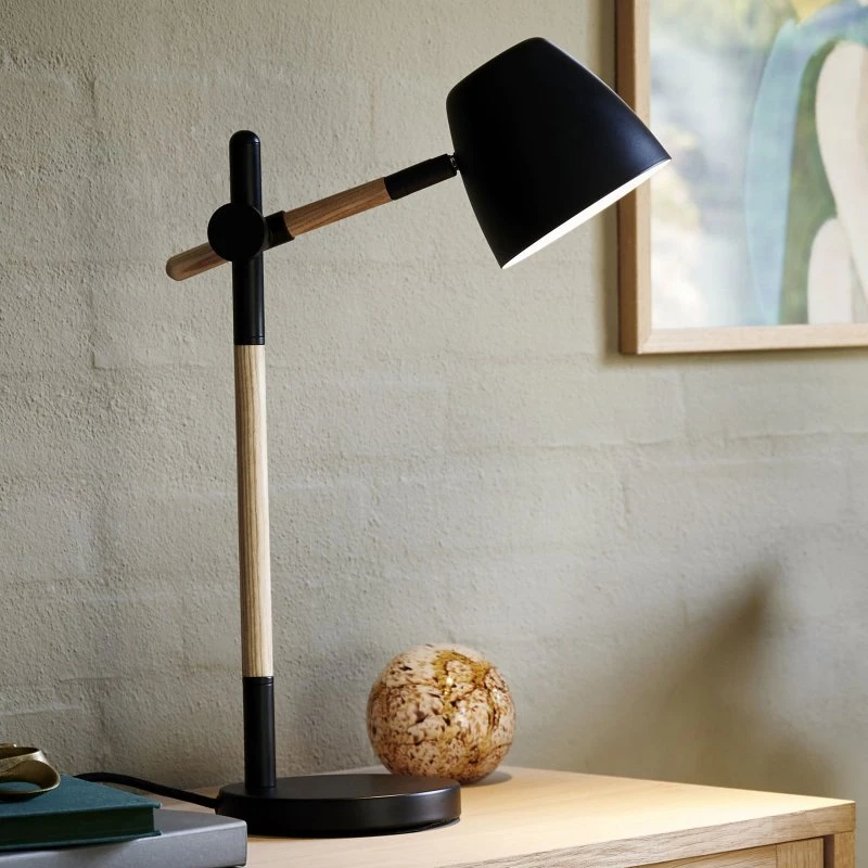 Nordlux Tafellamp Theo - Zwart & Essenhout - Modern Design