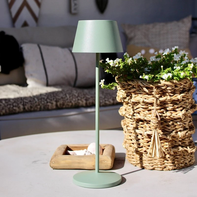 Loom Design Modi LED Oplaadbare Tafellamp - Groen-Grijs - 36 cm