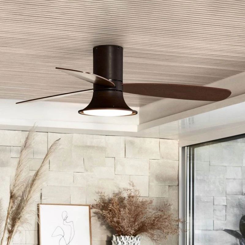 Beacon Flusso Plafondventilator met LED-licht, Brons, 132cm