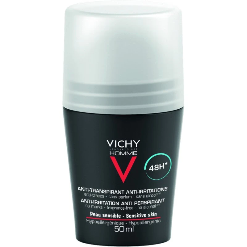Vichy Homme Deodorant Roller 48 Uur 50ml Gevoelige Huid