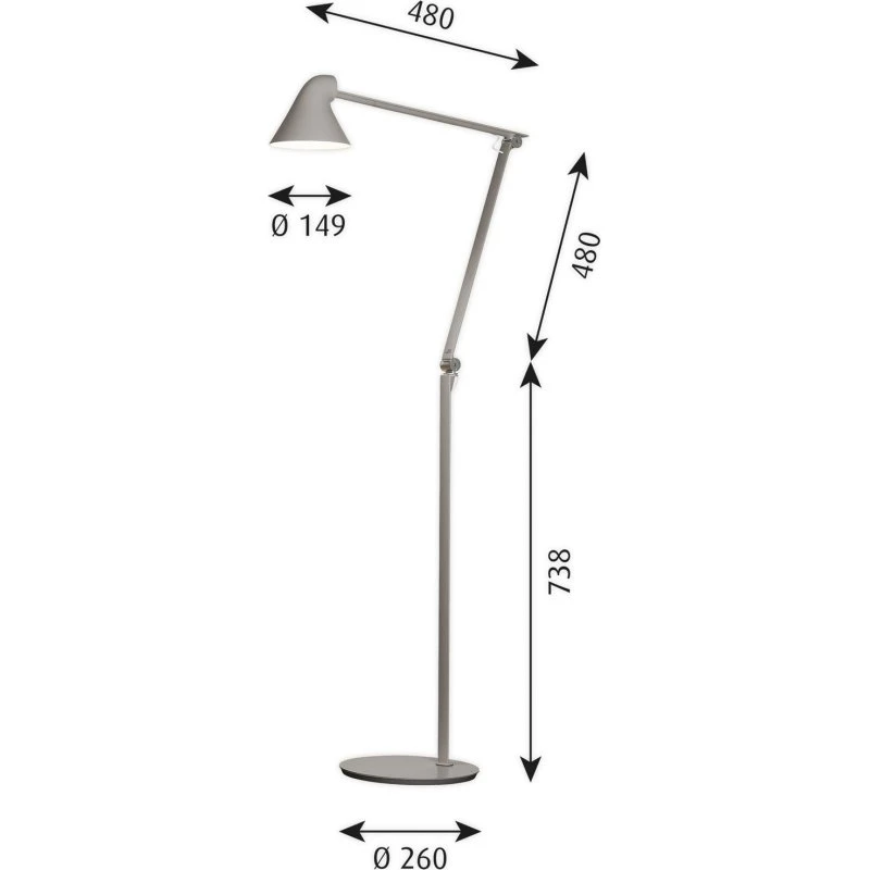 Louis Poulsen NJP Vloerlamp - Lichtgrijs - Designer