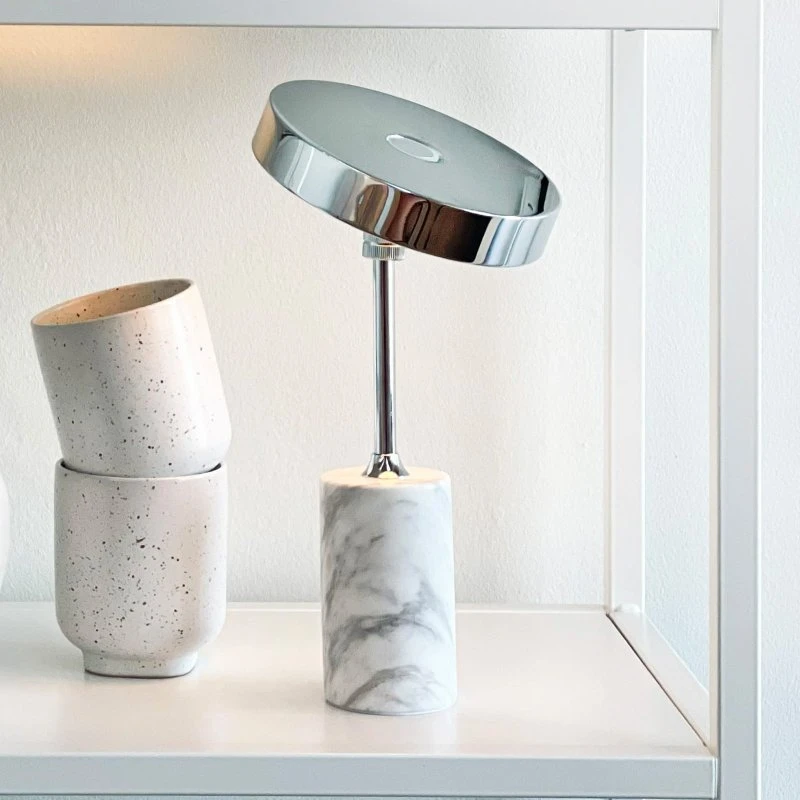 Dyberg Larsen Starlight LED tafellamp - Chroom/Wit - Oplaadbaar