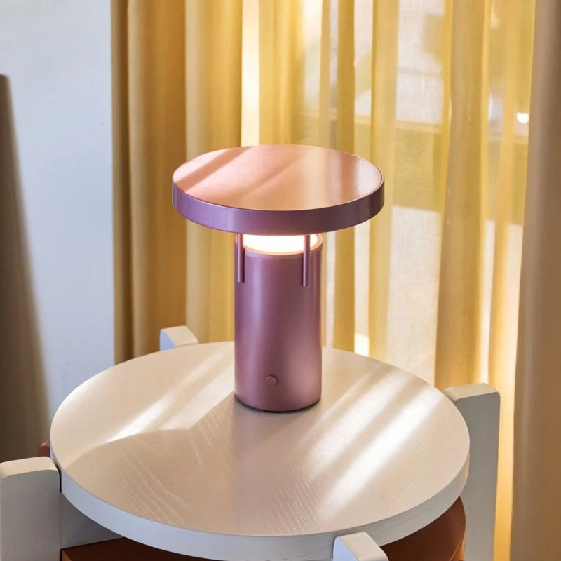 HÜBSCH LED tafellamp BringMe Mini, metallic roze, 20 cm