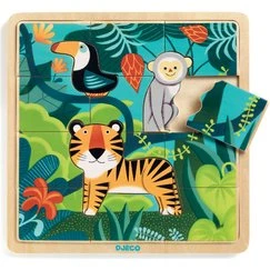 DJECO Houten Puzzel Jungle 15 stukjes 25 x 25 cm