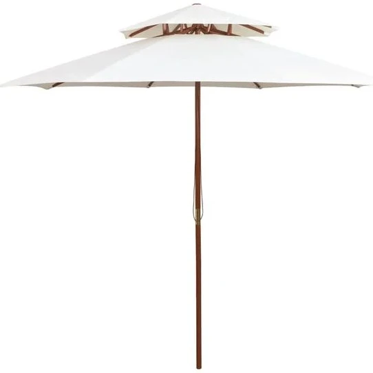 Dubbeldekker Parasol 270x270 cm Houten Paal Crèmewit