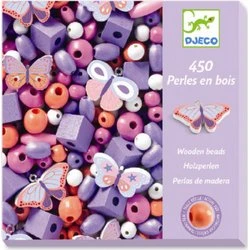 Djeco Houten Kralen Vlinders, 450 stuks