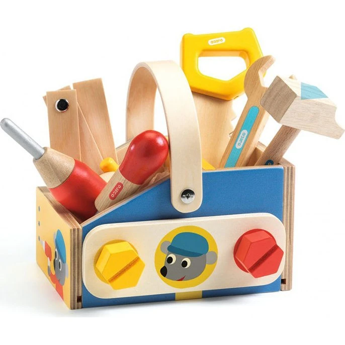 Djeco Minibrico Houten Gereedschapskist, 10 Delig