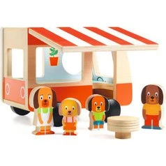 Djeco Minicombi Houten Camper met Beertjes, 6 delen