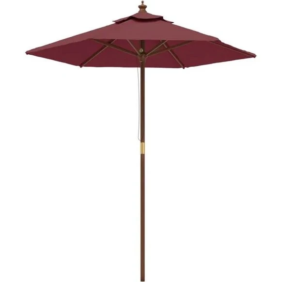 vidaXL Parasol met houten paal 196x231 cm bordeauxrood