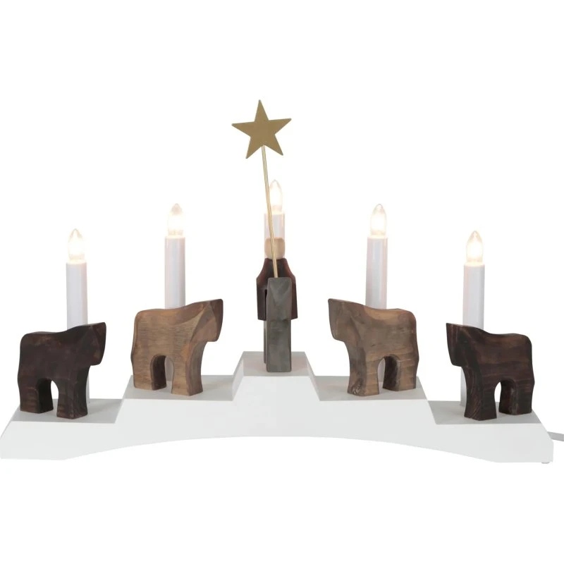 Star Trading Staffans fålar Adventskandelaar - Bruin/Wit