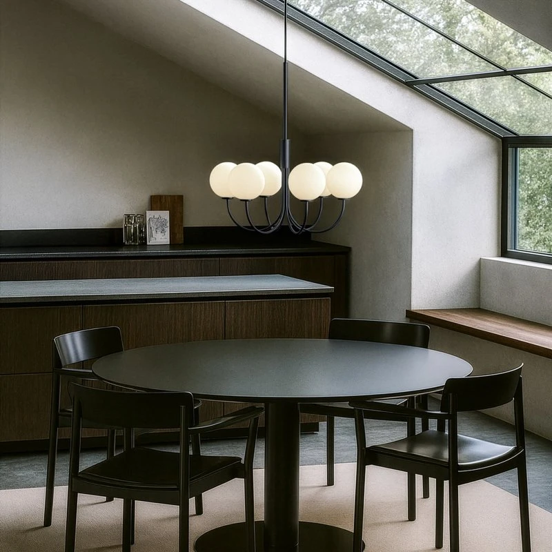 Herstal Ballon kroonluchter Zwart, Ø 60 cm, 6-lampen