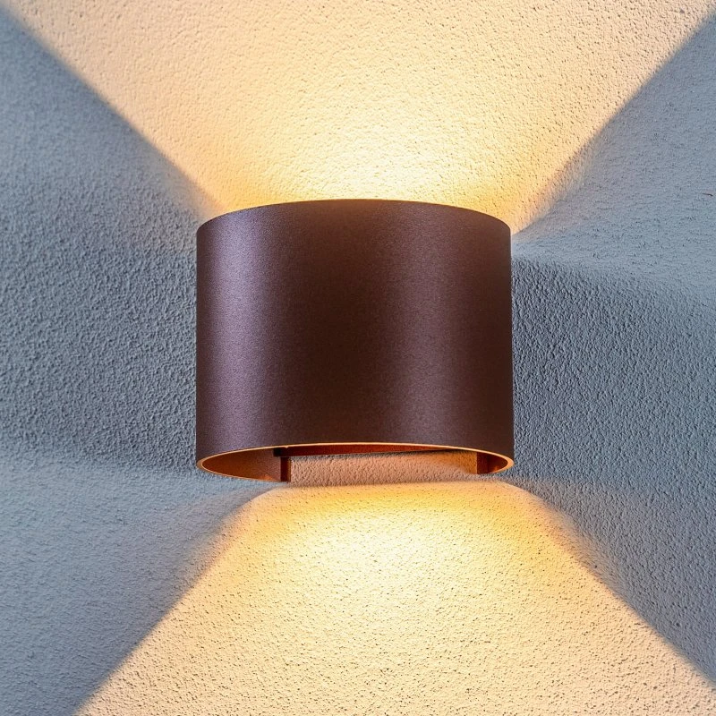 Lindby Nivar LED Buitenwandlamp - Rond - Roest - Metaal - IP54