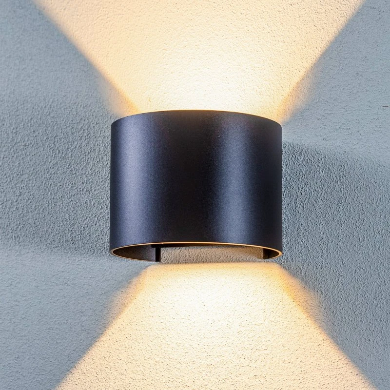 Lindby Nivar LED Buitenwandlamp - Rond - Zwart