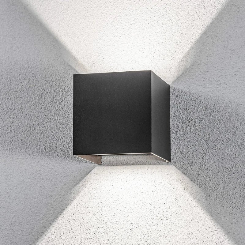 Lindby Nivar Square LED Buitenwandlamp - Zwart - Hoekig