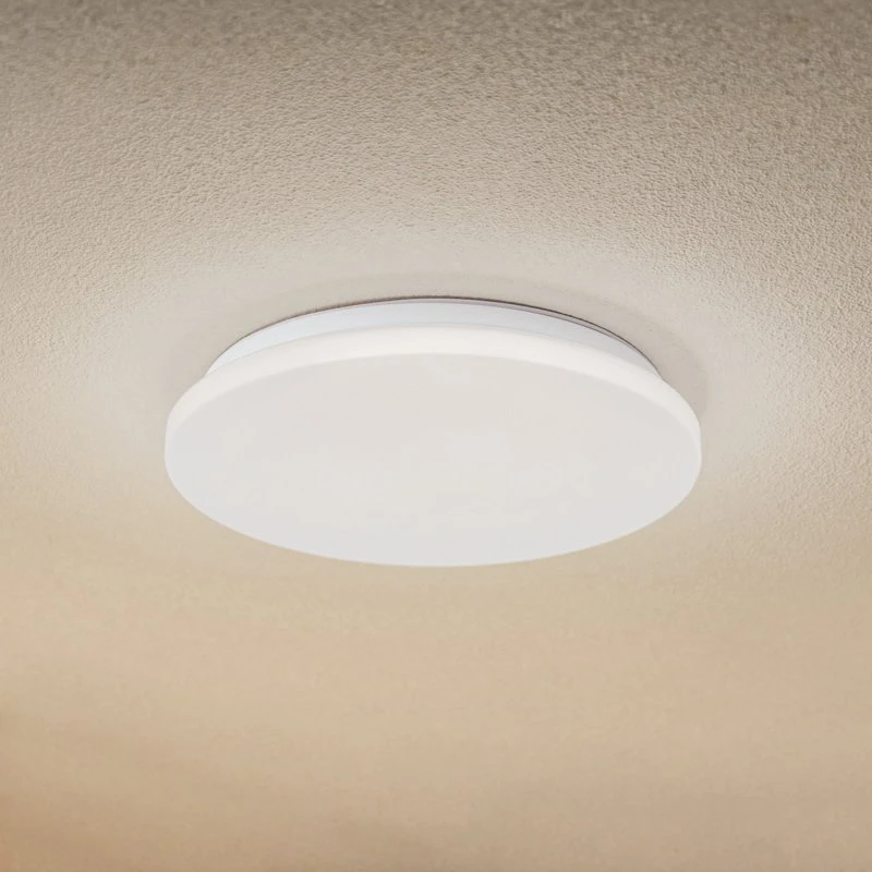 Lindby Kirkola LED Buitenplafondlamp, 3000K, Wit, Ø 34 cm
