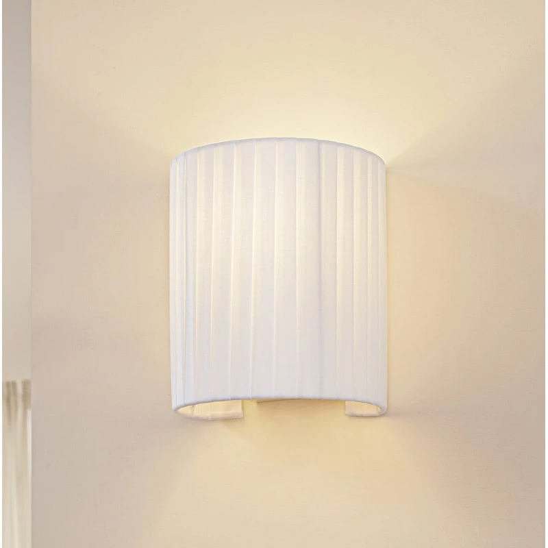 Lindby Wandlamp Virelle Wit - Textiel & IJzer - E27 - 21 cm
