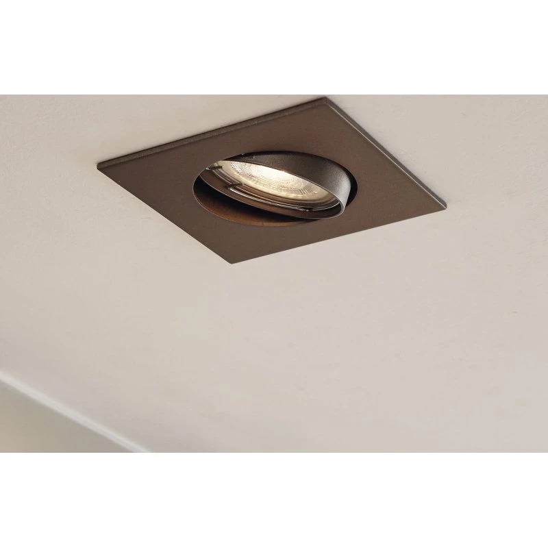 PRIOS Fibur inbouwlamp, mat brons, 9 cm, GU10
