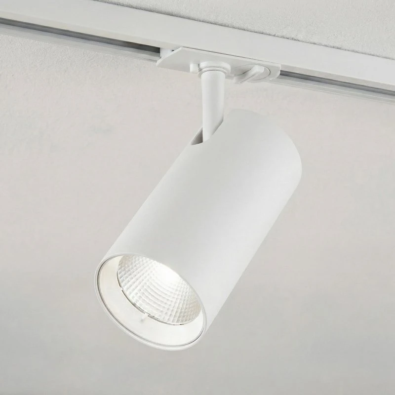 Lindby Linaro LED-railspot, wit, Ø 7 cm, aluminium, CCT