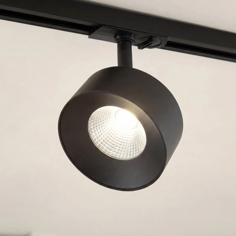 Lindby Linaro LED-railspot, zwart, Ø 9,5 cm, 3000K