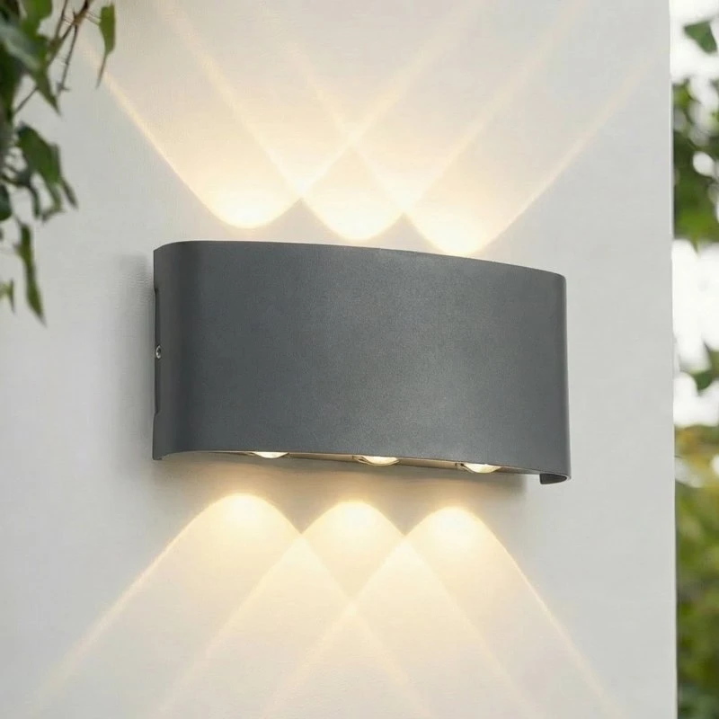 Lindby Ithan LED Buitenwandlamp, Antraciet, 3-lamps, 17 cm