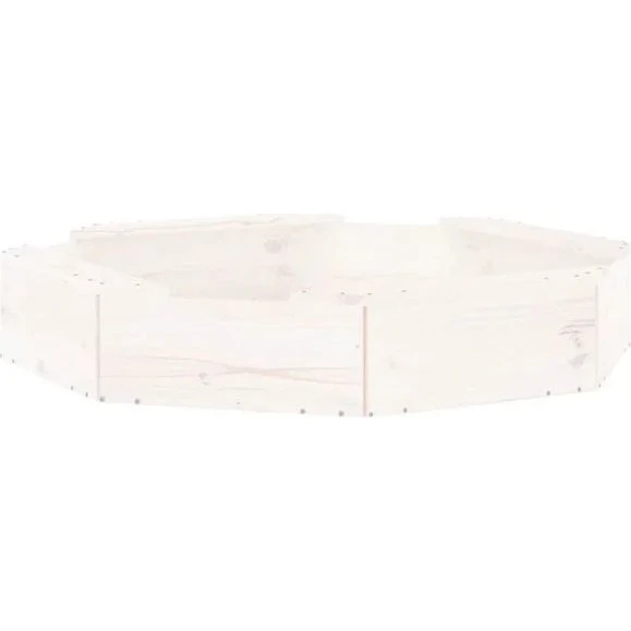 vidaXL Zandbak achthoekig met bankjes massief grenenhout wit