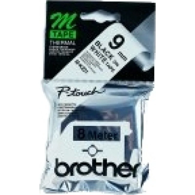 Brother P-touch M-K221BZ Labeltape 9mm Zwart op Wit