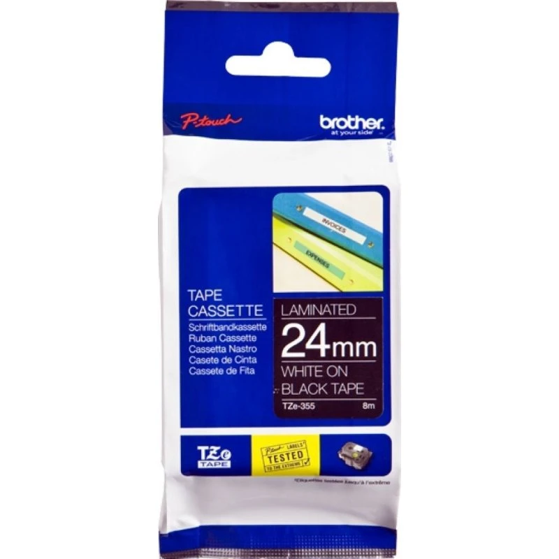 Brother P-touch TZe-355 Labeltape 24mm Wit op Zwart