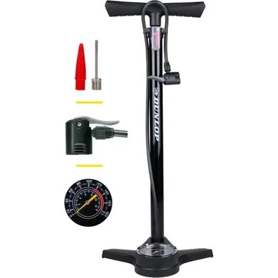 Dunlop Fietspomp met Drukmeter - Zwart - Voor Presta, Schrader & Dunlop