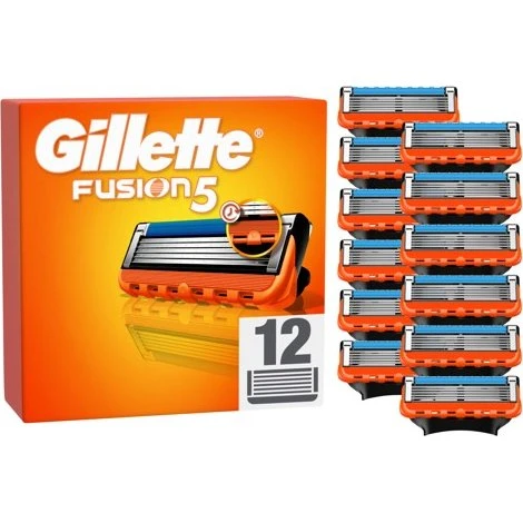 Gillette Fusion5 Scheermesjes Voor Mannen - 12 Navulmesjes (Oranje/Zwart)