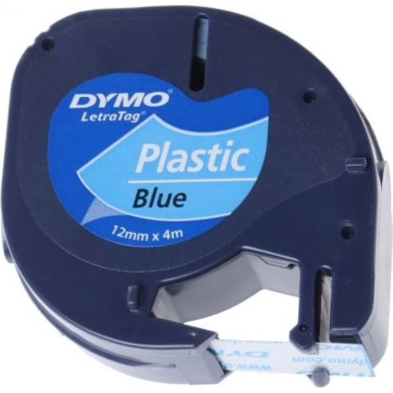 Dymo LetraTag Labeltape 12mm - Zwart op Blauw