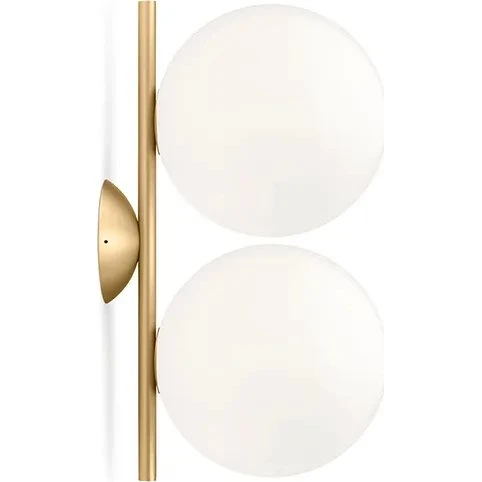 Flos IC Lights C/W1 Double Wandlamp - Geborsteld Messing/Opaal