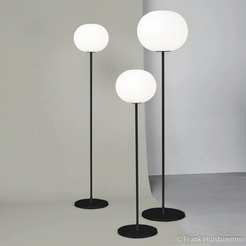 Flos Glo-Ball F3 Vloerlamp - Mat Zwart/Opaal Glas